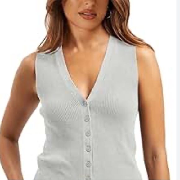 Bedo 100% Cotton sage rib knit button up Sleeveless Vest women's size Medium - Picture 1 of 8